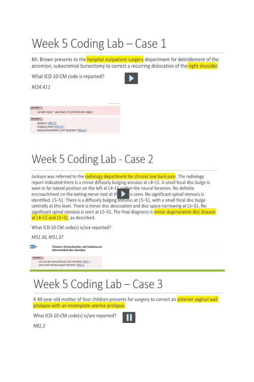 HIT 205 Module 5 Coding Lab - Case 1, 2, 3, 4, 5, 6